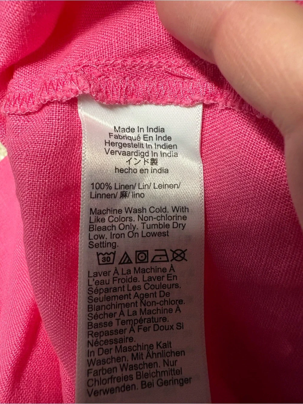 J.Crew Linen Button Back Shift Dress Neon Flamingo hot pink women’s size small